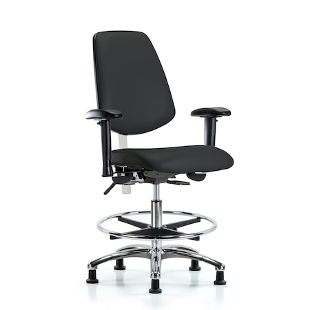 Blue Ridge Ergonomics Clean Room Chair Vin Med Ben Chair, Med, Bk, Blk, CL100, Adjustable Arms, 22" to 29" Height, Vinyl BR-NCR-VMBCH-MB-CR-T0-A1-CF-RG-8540