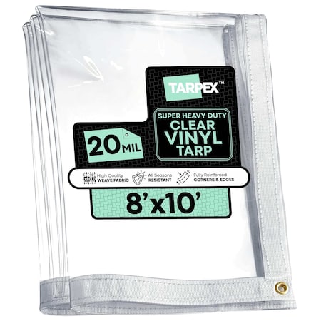 Tarpex Ultra Heavy Duty Tarp, 8 ft x 10 ft, 20 Mil, Clear, PVC CVT20-TA-810