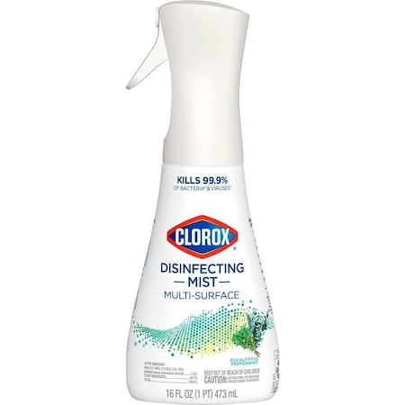 Clorox Multi-Surface Disinfectant, 16 oz, Trigger Spray Bottle, Liquid, Eucalyptus Peppermint, Clear 60152