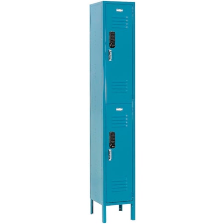 Global Industrial 2-Tier 2 Door Digital Locker, 12"Wx15"Dx78"H, Blue, Unassembled 413233
