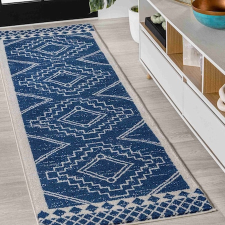 Jonathan Y Amir Moroccan Beni Souk Navy/Ivory 2 ft. x 8 ft. Runner Rug MOH200D-28
