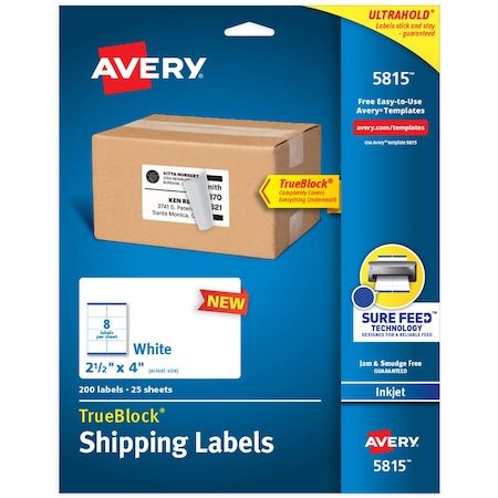 Avery Printable Blank Shipping Labels, PK200 5815
