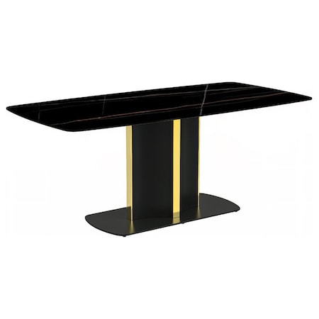Leisuremod Rectangular 55.11 in W, 28 in L, Sintered Stone/Steel, Black/Gold STBLG-55BLG-S