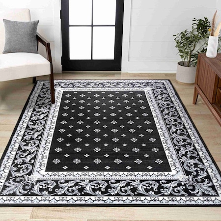 Jonathan Y Acanthus French Border Black/Gray 8 ft. x 10 ft. Area Rug MDP504A-8