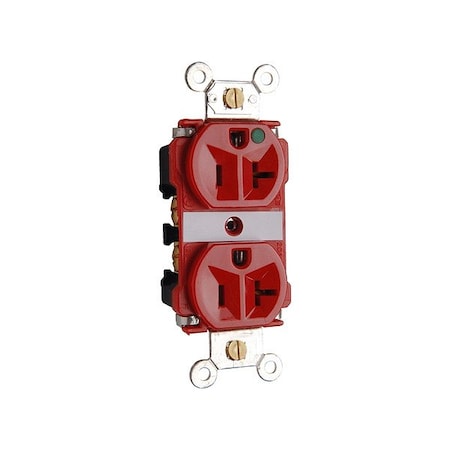 Pass & Seymour Straight Blade Receptacle, 5-20R, 20 A, 125V AC, 2 Pole, 3 Wire, Grounded 8300REDMRI