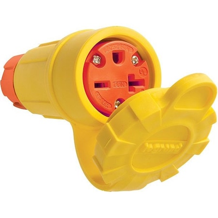 Pass & Seymour Straight Blade Connector, Non-NEMA, 20 A, 250V AC, 2 Pole, 3 Wire, Screw Terminals, Yellow 15W48AM