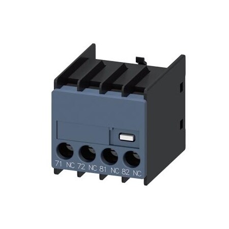 Siemens auxiliary switch, on the front, 2 NC, 71/72, 81/82, current path: 1 NC, 1 3RH2911-1MA02