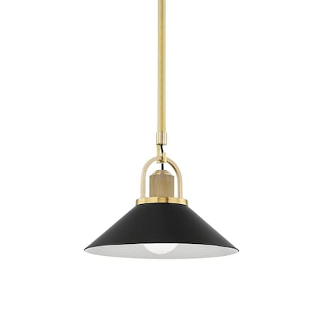 Hudson Valley Lighting Syosset 1 Light Pendant 12 In. Aged Brass/Black 2613-AGB/BK