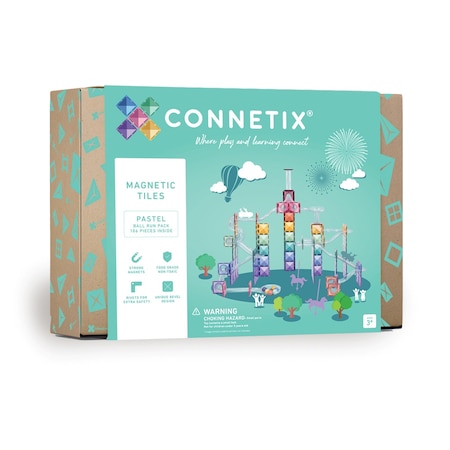 Connetix Magnetic Tiles Pastel Ball Run Pack, 106-Piece Set CT-P-00106-BR