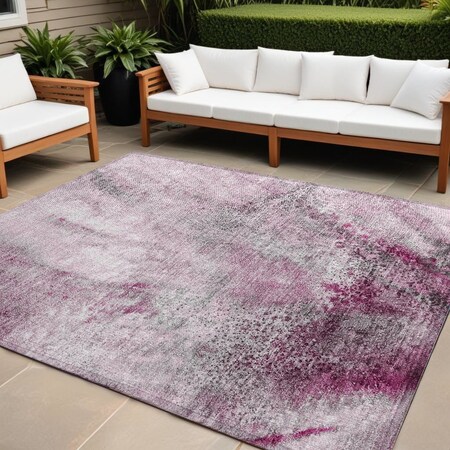 Homeroots 9' X 12' Pink Abstract Washable Non Skid Indoor Outdoor Area Rug 559602
