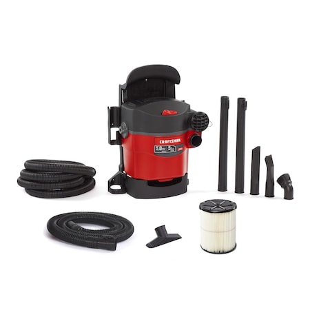 Craftsman 5 Gallon 5.0 Peak HP Wall-Mountable Wet/Dry Shop Vacuum and Attachments CMXEVBE17925