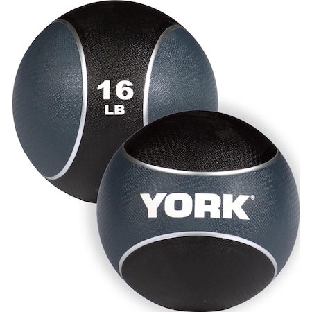 York Barbell 16 lbs 2 Tone Medicine Rubber Ball, Navy Blue 65116