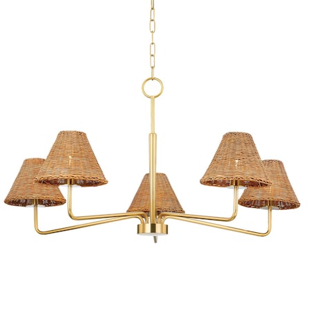Mitzi Tali Roth X Issa 5 Light Chandelier 65.75 In. Aged Brass H704805-AGB