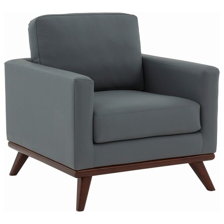 Leisuremod Chester Modern Leather Accent Armchair with Birch Wood Base, Grey CS33GR-L
