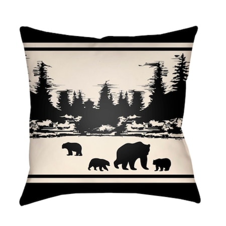 Artistic Weavers Lodge Cabin Woodland Poly Filled Pillow - Black & Beige - 16 x 16 in. LGCB2055-1616