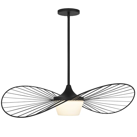 Homeroots 34" Black Aluminum Geometric Wavy LED Dimmable Outdoor Hanging Light 683460