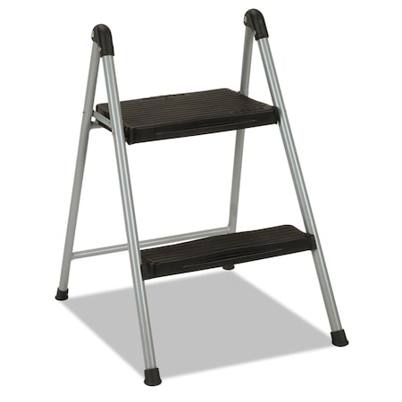 Cosco Fold Step Stool, 2 Step, 200 lb., Platinum, 2 Steps, Steel, Platinum/Black 11024PBL1E