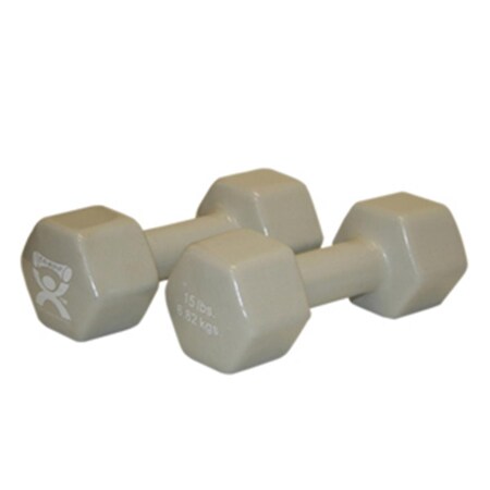 Cando International 15 lbs Vinyl Coated Dumbbell, Silver - 1 Pair CanDo-10-0560-2