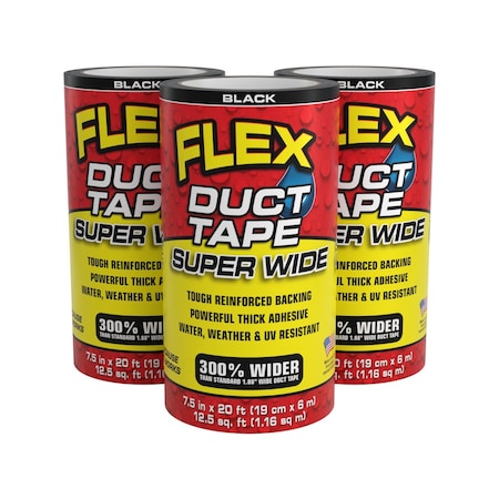 Flex Seal Flex SW Duct Tape Black 7.50in x 20ft, 3PK DTBLKR7520