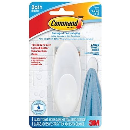 Command Towel Hook, 5 lb, Plastic BATH17-ES