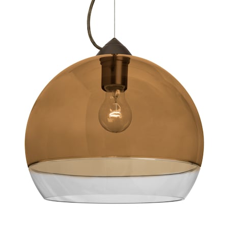 Besa Lighting Besa Ally 12 Cable Pendant, Amber/Clear, Bronze Finish, 1x 60W MAX E26 Base 1KX-ALLY12AM-BR