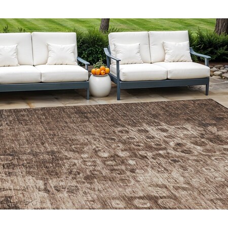 Homeroots 8' X 10' Chocolate Ikat Washable Indoor Outdoor Area Rug 576986