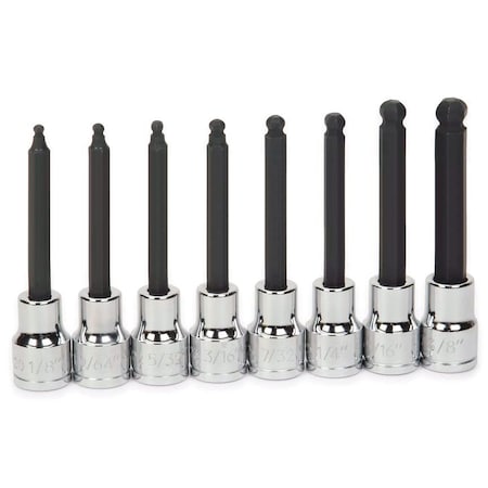 Williams Williams Ball Hex Long Bit Socket Set, 3/8" D, 8pcs JHW31947