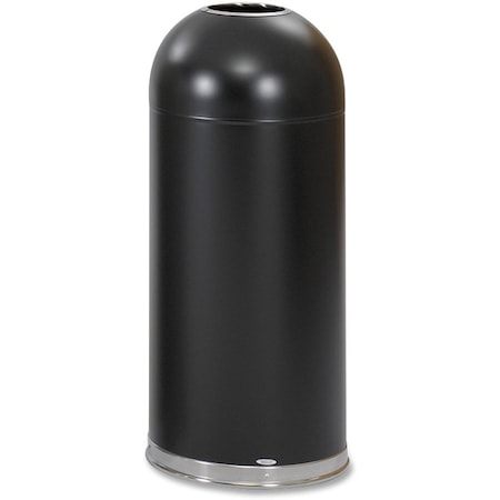 Safco 15 gal. Stainless Steel, Galvanized Steel Round Trash Can, Black 9639BL