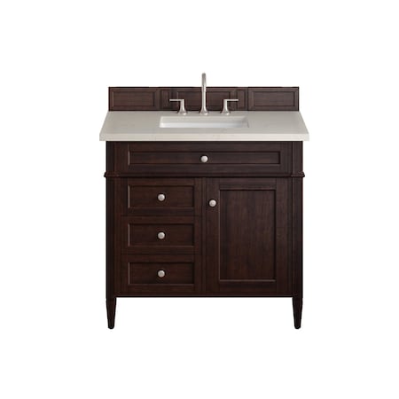 James Martin Vanities Brittany 36" Single Vanity, Burnished Mahogany, w/ 3 CM Siberian Silestone Top 650-V36-BNM-3SFR