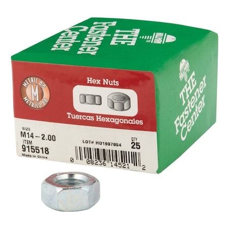 Hillman M14-2.00 mm Zinc-Plated Steel Metric Hex Nut, 25PK 915518