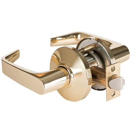 Best Grade 1 Passage Cylindrical Lock, 15 Lever, D Rose, Non-Keyed, Bright Brass Finish, 4-7/8in ANSI St 9K30N15DS3605