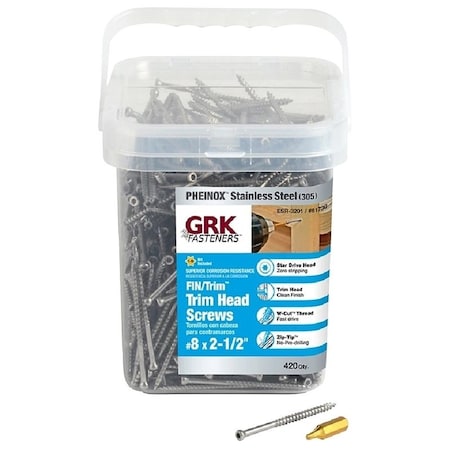 Grk Fasteners Deck Screw, #8 x 2-1/2 in, 18-8 Stainless Steel, Torx Drive 61730