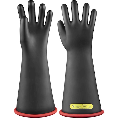 Ironwear 16 in Class 2 Type 1 Straight Cuff Insulating Rubber Gloves (Black, 9) 4780-BR-09