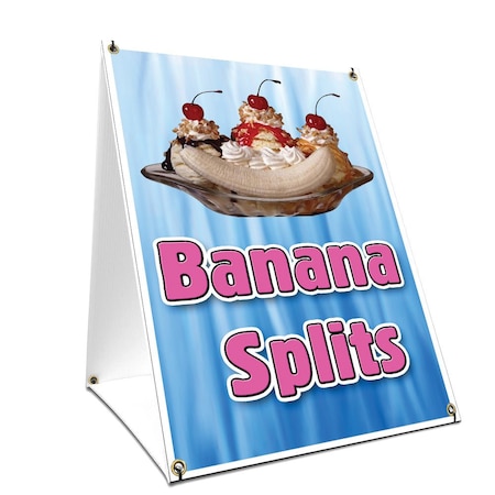 Signmission Banana Splits, 36 Inch x 24 Inch A-frame Yard Sign, Plastic Sign SBC-2436-Banana Splits