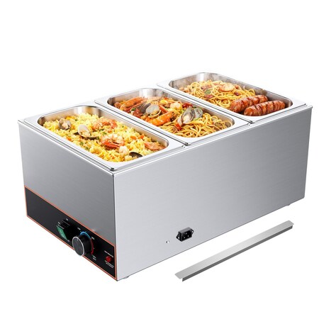 Vevor Commercial Food Warmer Buffet Bain Marie 1500W Steam Table with Power Cord M-100