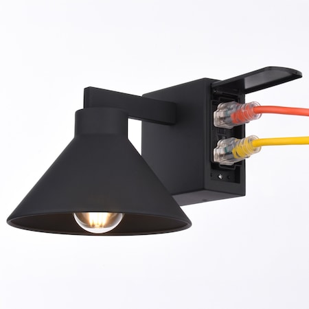 Vaxcel Sumner Outdoor Black Dusk to Dawn Wall Sconce with GFCI Outlet, Dark Sky Shade T0797