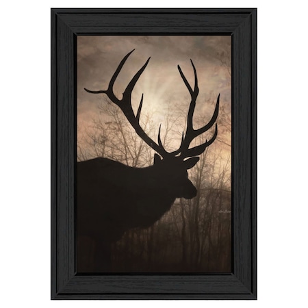 Homeroots Elk Sunrise Black Framed Print Wall Art 530012