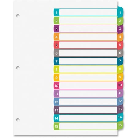 Workstationpro Ready Index Table of Contents Dividers 1 to 15, Multicolor TH686974