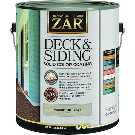 Zar Solid Deck & Siding Coating Medium Tint Base 1 Gal. 832912