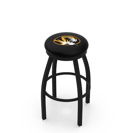 Holland Bar Stool Co 36" Blk Wrinkle Missouri Swivel Bar Stool, Accent Ring L8B2B36Mizzou