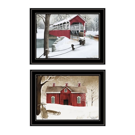 Set Of Two Winter Evening 2 Black Framed Print Wall Art, 2PK