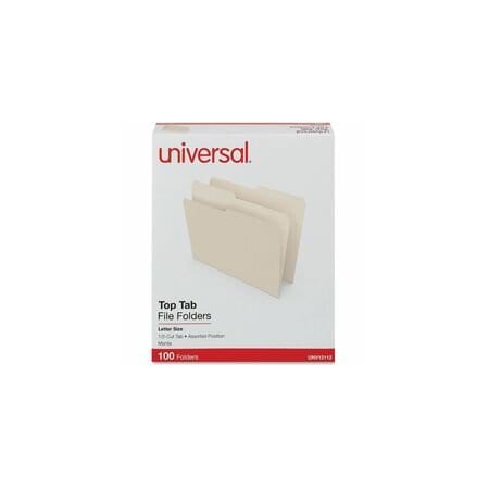 Universal Top Tab File Folder, 1/2, Manila, 100PK UNV12112