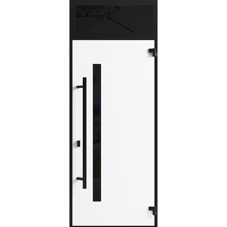 Vdomdoors Front Exterior Prehung Steel Door Ronex0162 Red Oak Transom Window Sidelite Entry Metal Modern RONEX0162EXD-RED-W36 x H80+16-LH-I