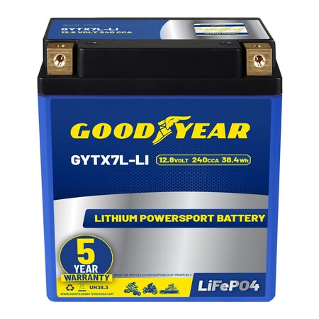Goodyear GYTX7L-LI Lithium LiFePO4 12.8V 240CCA Rechargeable High Performance Powersport Battery GY4148417
