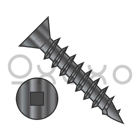 Oxoxo 8X5/8 Flat Head (no nibs) Square Drive Deep Thread Wood Screw Fully Threaded Black Ox, 12000PK 503923
