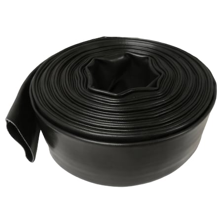 Hydromaxx 2" x 100' Heavy Duty 6 Bar Black Lay Flat Discharge and Backwash Hose BLKLF200100