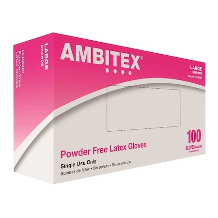 Ambitex Large Cream Latex Disposable Powder-Free Latex Gloves (100 Gloves), 100PK LLG5201