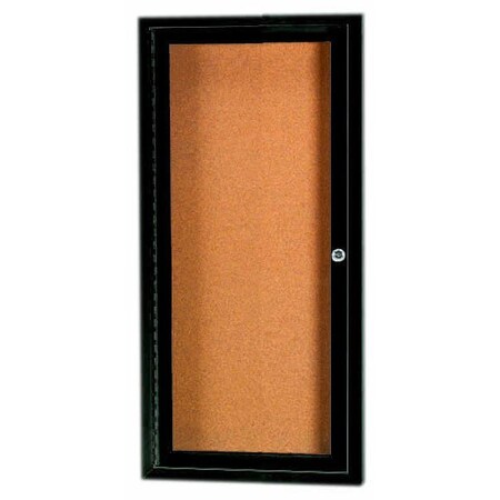 Aarco Enclosed Natural Pebble Grain Cork Bulletin Board w/ Bronze Anodized Al Frame, 24''Hx12''W One Door DCC2412RBA