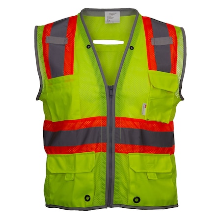 Reflective Apparel ANSI Type R Class 2 Ten Pocket Surveyors Vest with "D" Ring Access 589ET-LM-5X