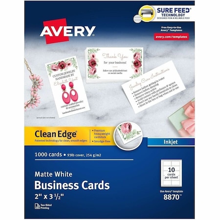 Avery Clean Edge Business Cards, True, PK1000 8870